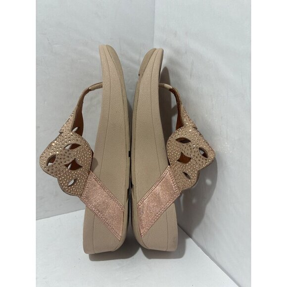 FitFlop Sandals Women’s Elora Crystal Toe-Thong Gold sparkling size 6 slip on - Picture 4 of 7